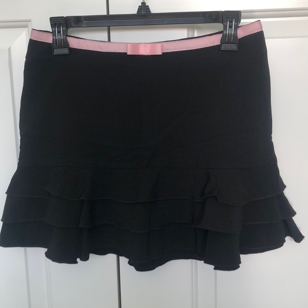 Spring Street Black Y2K Mini Skirt with Pink Ribbon